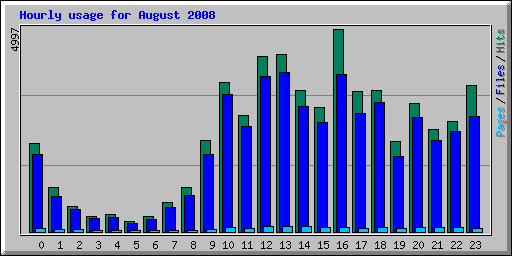 Hourly usage for August 2008